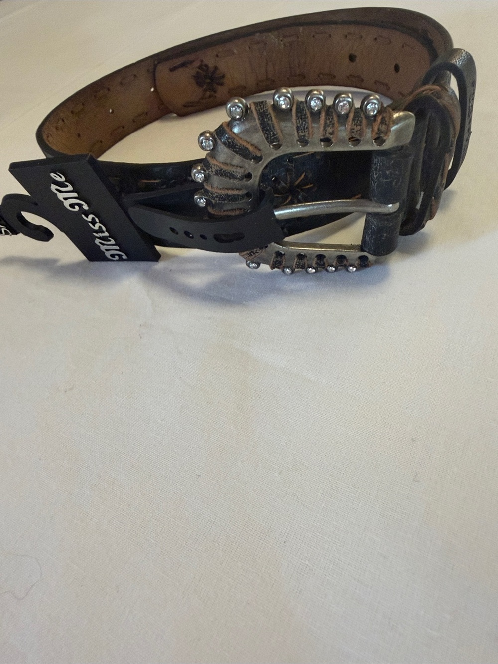 New Women’s Miss Me Black Leather Studded Women’s Belt size S - Picture 7 of 9